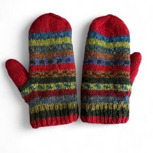 Colorful Striped Knit Mittens
